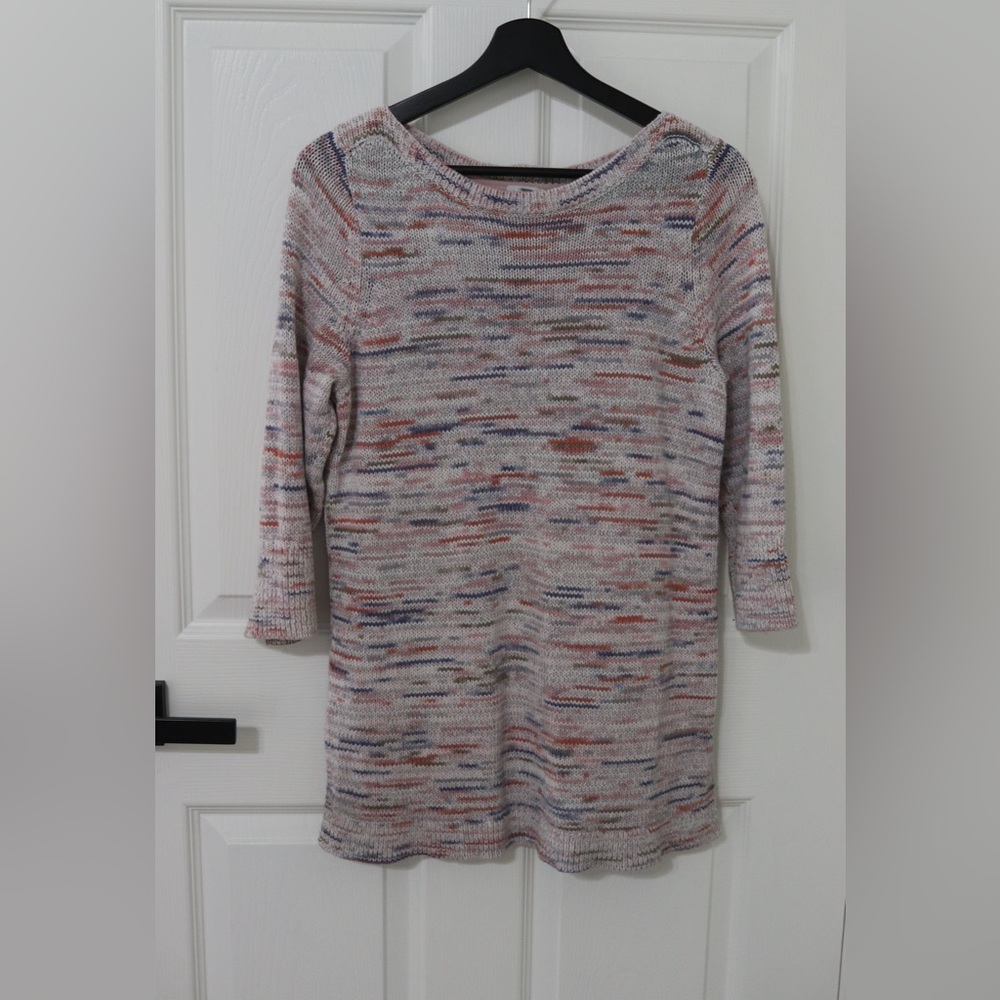 J.jill Multicolor Knit Sweater petite small tunic style, boat neck